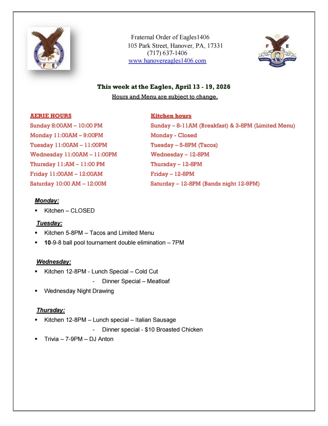 eagles newsletter 041526