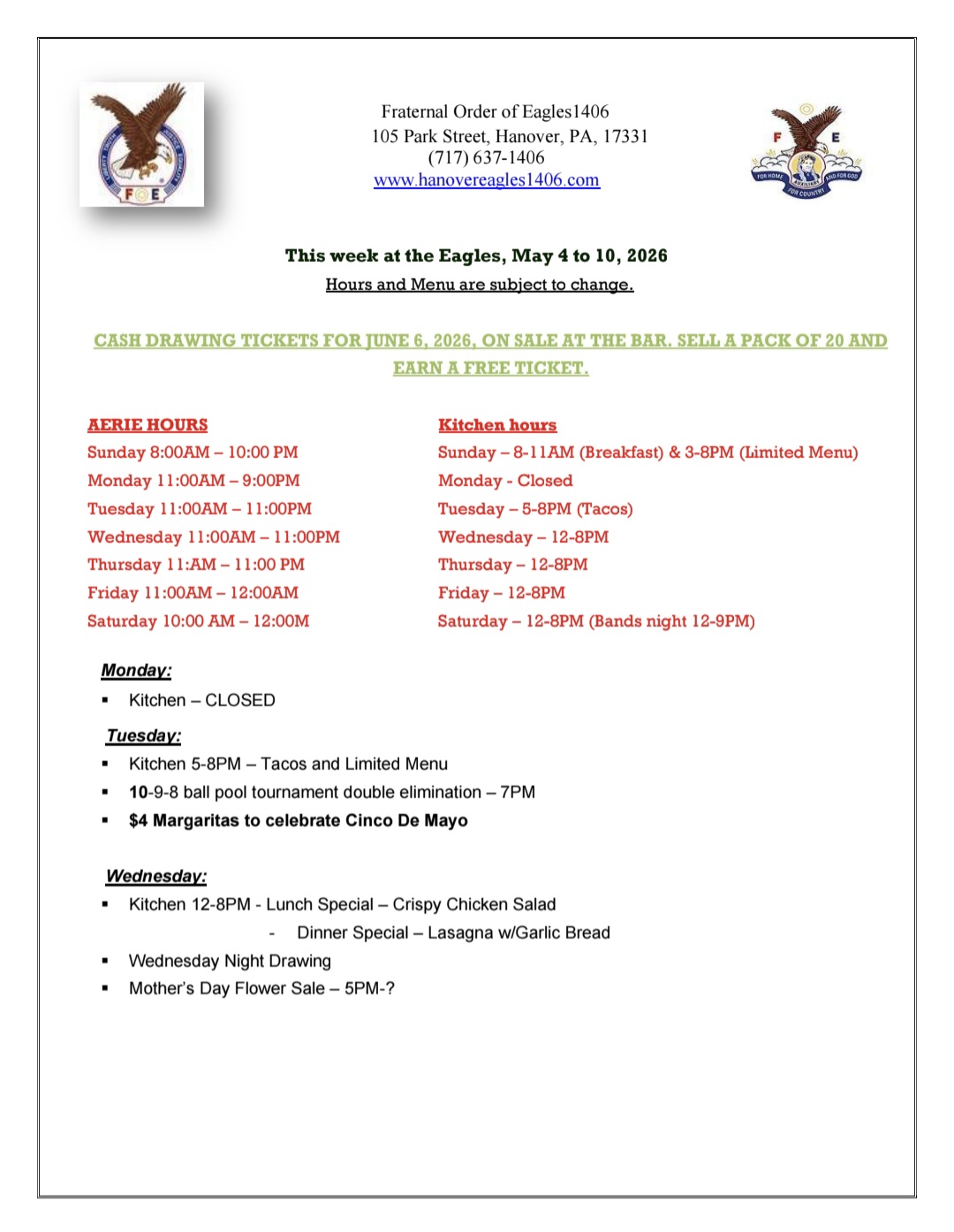eagles newsletter 050626