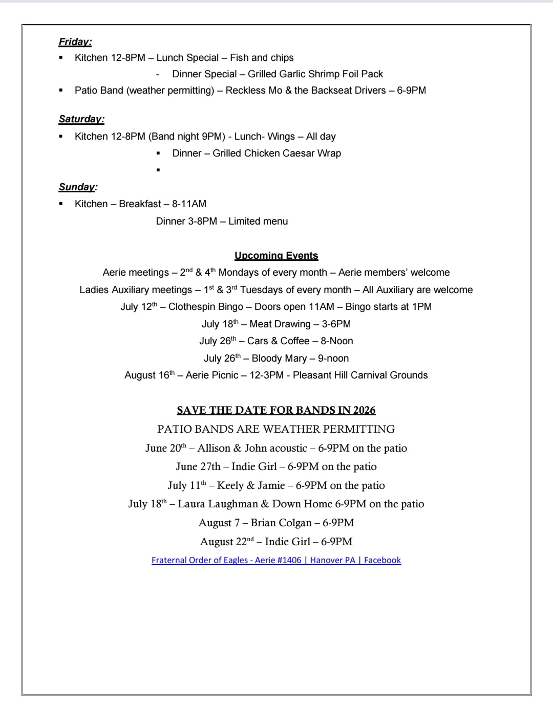 eagles newsletter 061026