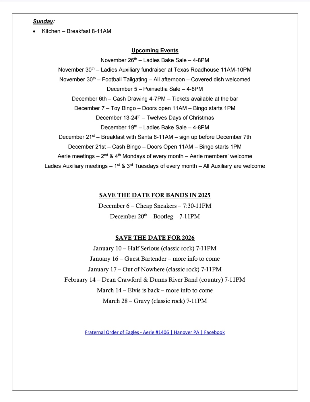 eagles newsletter 111925